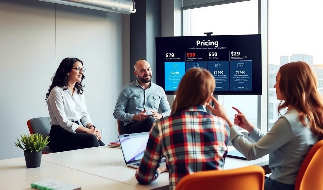 Tým pixelspring diskutující nad cenovými balíčky